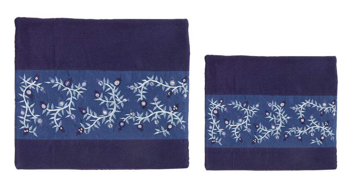 Emanuel Microsuede Tefillin Bag Pomegranates- Blue (EM-FD3)