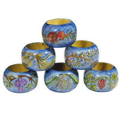 Emanuel Napkin Rings Seven Species (set of six) (EM-RN-2)
