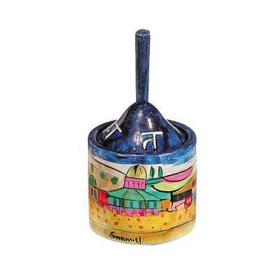 Emanuel Painted Dreidel Box (Nes Gadol Haya PO) (EM-DRB-8A)