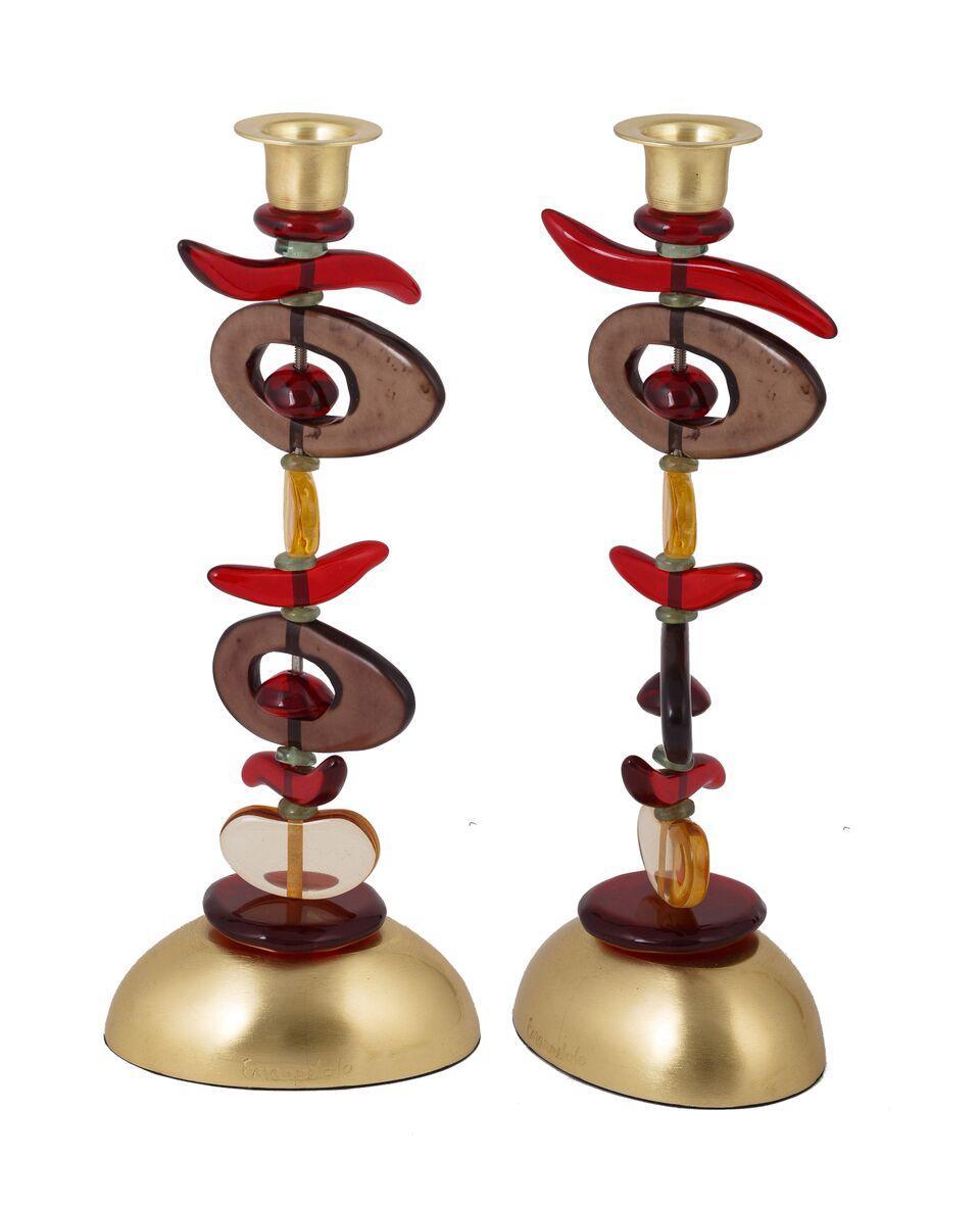 Emanuel Poly Candlesticks 7"--Red Pebbles (EM-EML7A)