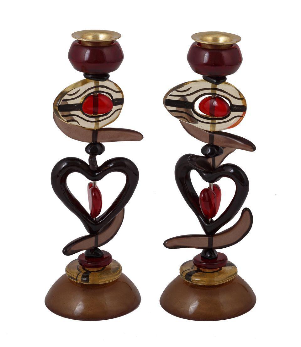 Emanuel Poly Candlesticks 9"-- Red Heart (EM-EML6A)