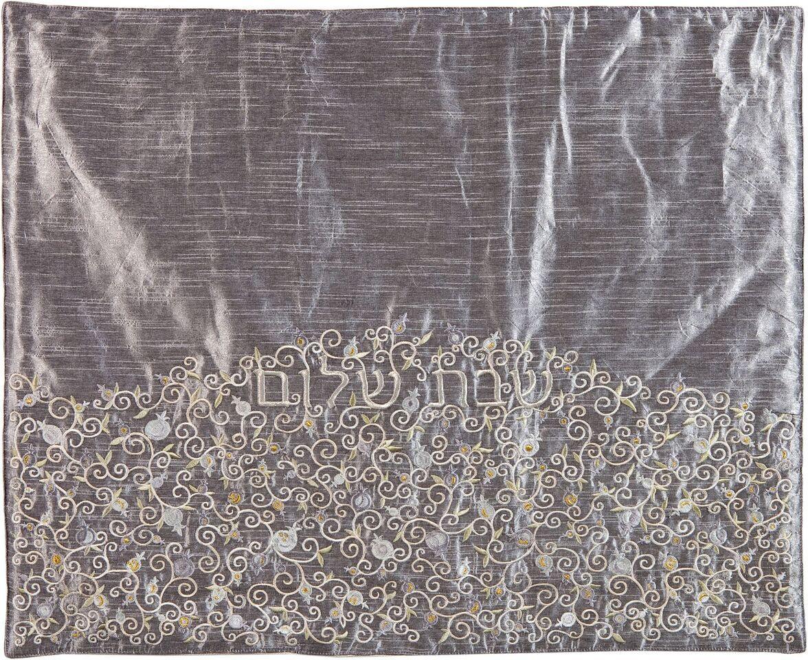 Emanuel Pomegranate Embroidered Challah Cover- Grey (EM-PCH2)