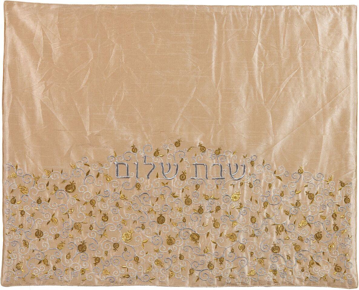 Emanuel Pomegranate Embroidered Challah Cover- Tan (EM-PCH4)