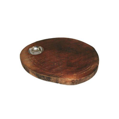Emanuel Round Wood Challah Board w/ Salt Dish 11" (EM-CBD6)