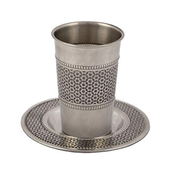 Emanuel Stainless Steel Kiddush Cup & Tray (EM-CUP)