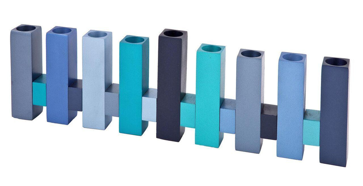 Emanuel Standing Squares Menorah--Blue (EM-HC2)