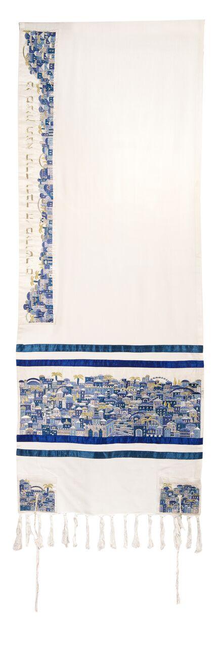 Emanuel Tallit Embroidered Jerusalem-- Blue (EM-TAK2)