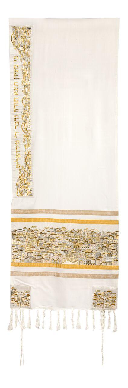 Emanuel Tallit Embroidered Jerusalem-- Gold (EM-TAK3)