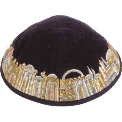 Emanuel Velvet Kippah Jerusalem GOLD  (EM-YMV-3)