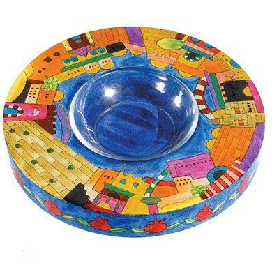 Emauel Wood Painted Honey Plate Jerusalem (EM-RHP1)