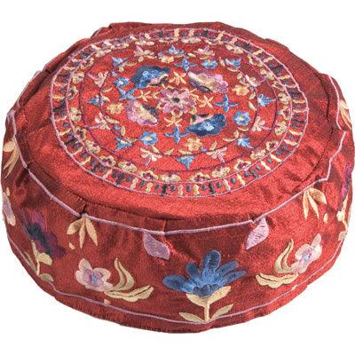 Embroidered Kippah FLOWERS MAROON (EM-HME-3M)