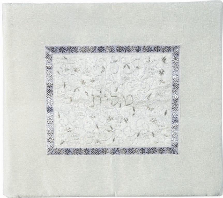 Embroidered Tallit Bag Silver on White (EM-TMD-4)