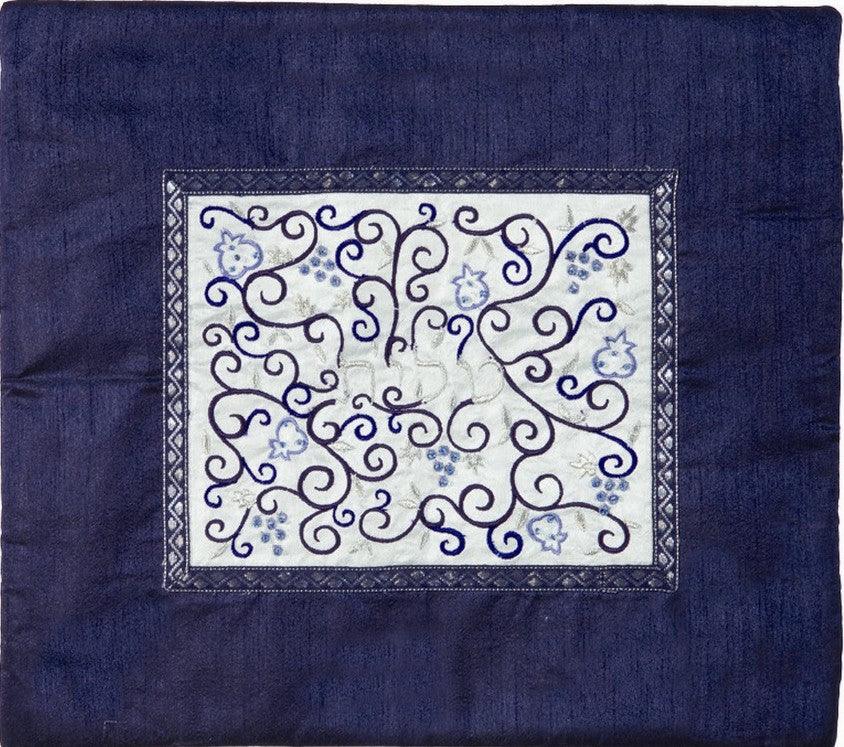 Embroidered Tallit Bag White on Blue (EM-TMD-1)