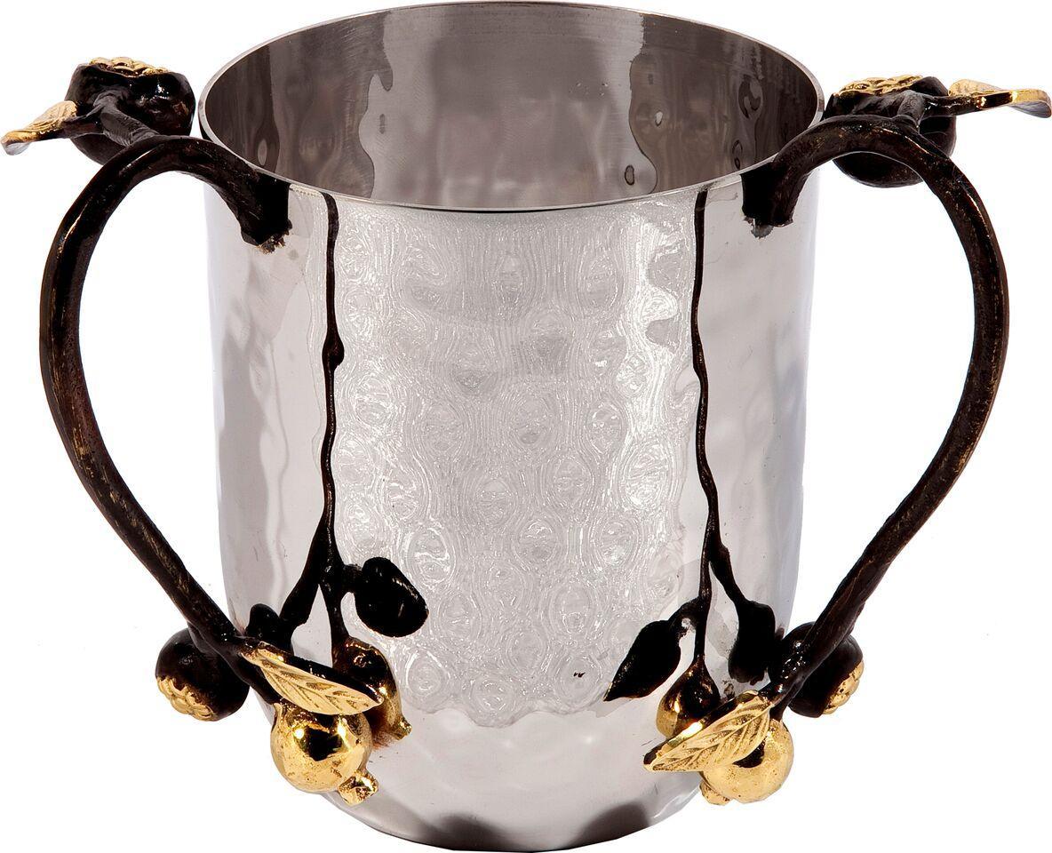Emnauel Hammered Washing Cup with Pomegranate Branches (EM-NYC1)