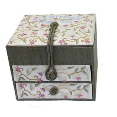 Flowers Two Draw Embroidered Jewelry Box