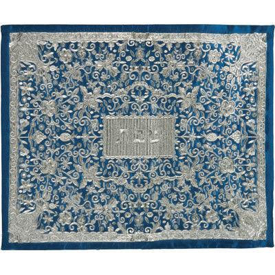 Full Embroidered Challah Cover Blue & Silver (EM-CMC6)