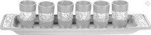 Set of 6 Cups + Plate Kiddush Set with Silver Lace- Aluminum