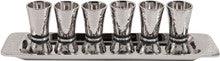 Emanuel Hammered Conical Shaped Liquor Cups Set of 6- Black Rings