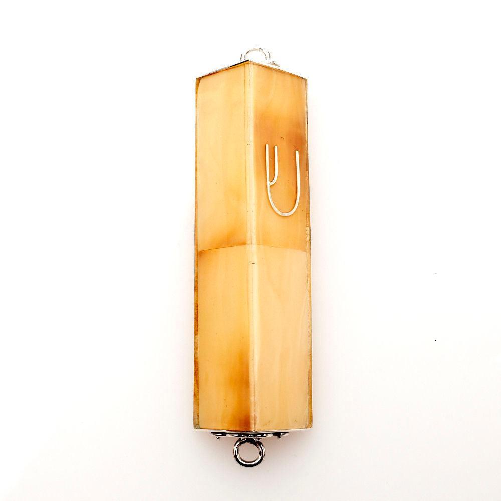 GOLDEN CONCH SHELL RECTANGULAR STERLING SILVER MEZUZAH CASE
