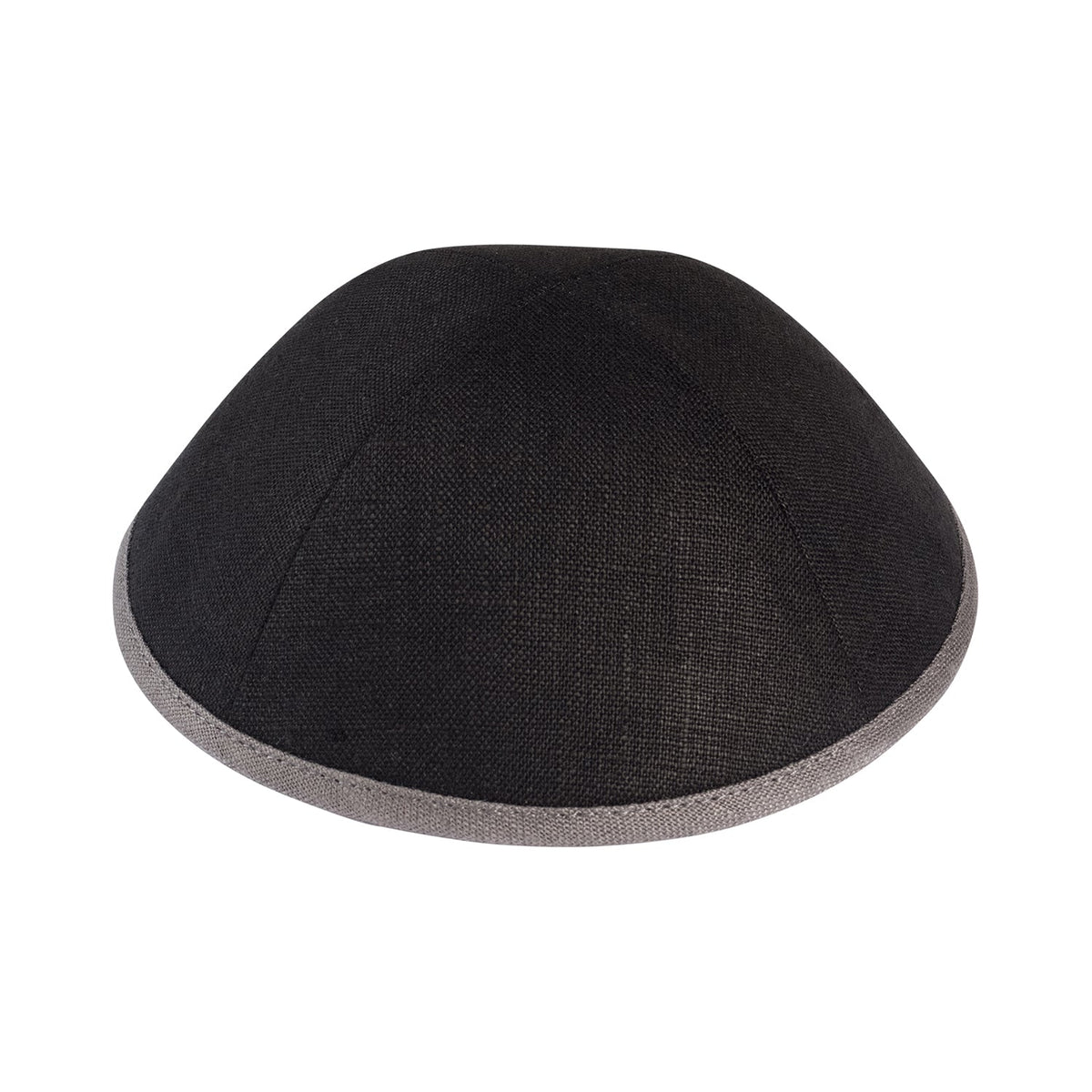 IKIPPAH BLACK LINEN W/ COLORED RIMS YARMULKE