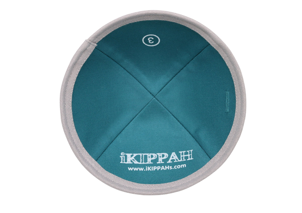 IKIPPAH GRAY LINEN W/ LIGHT GRAY RIM YARMULKE