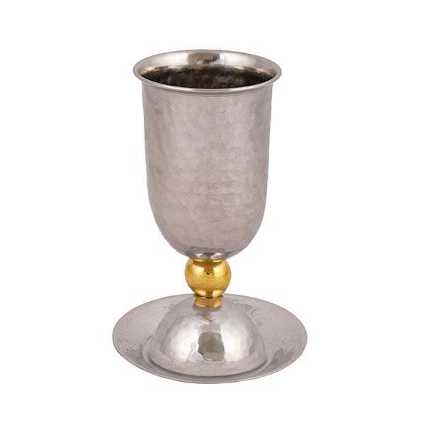 Hammered Kiddush Cup w/ Gold Ball (EM-CUM1)