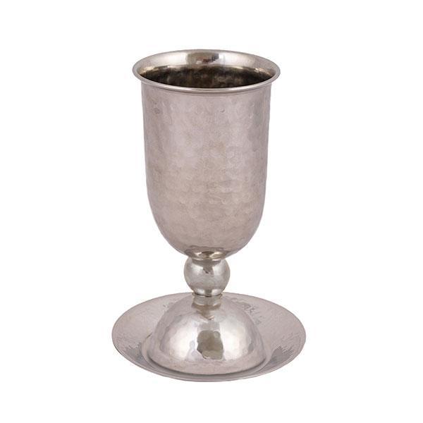 Hammered Kiddush Cup w/ Silver Ball (EM-CUM2)