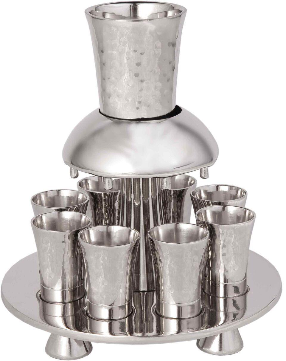 Hammered Metal Kiddush Fountain- Silver (EM-FNH2)