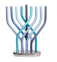 Emanuel Anodized Flame Menorah-- Blue