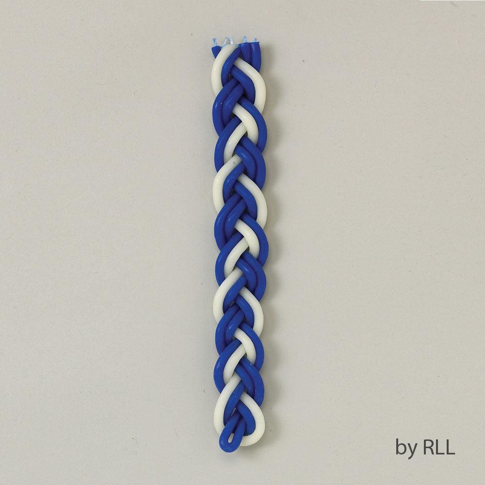 HAVDALAH CANDLE, BEESWAX, FLAT, BLUE/WHITE, 11", GIFT BOX