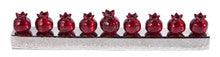 Emanuel Strip Chanukah Menorah Pomegranates-- Red