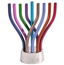 Emanuel Anodized Flame Menorah-- Multicolor