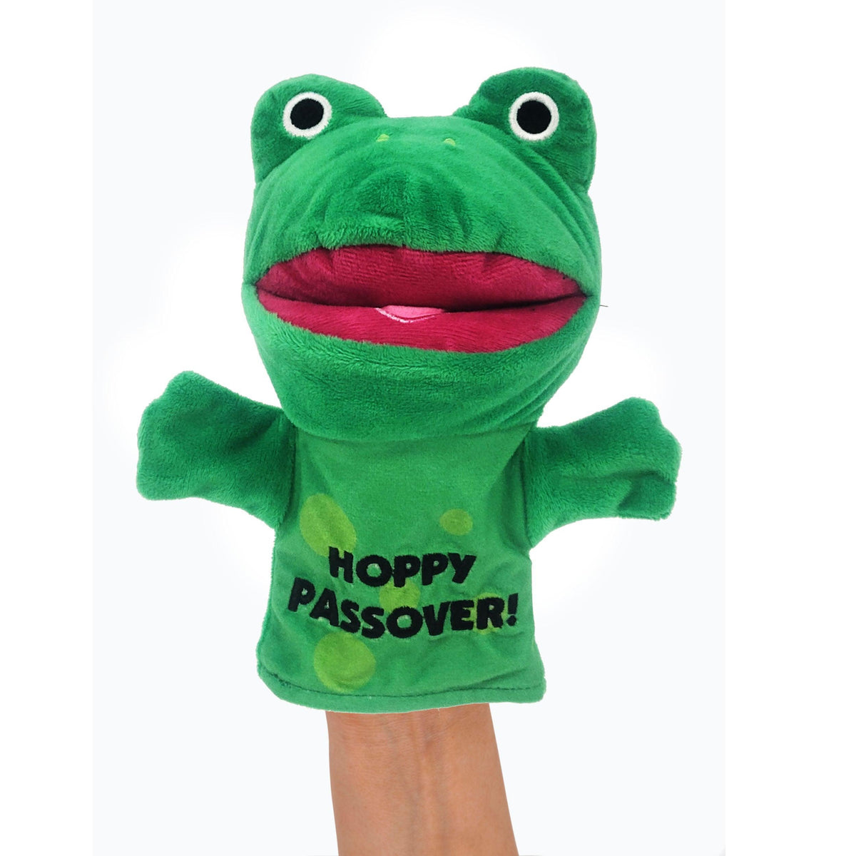 "HOPPY PASSOVER" FROG HAND PUPPET, PLUSH, 8"H
