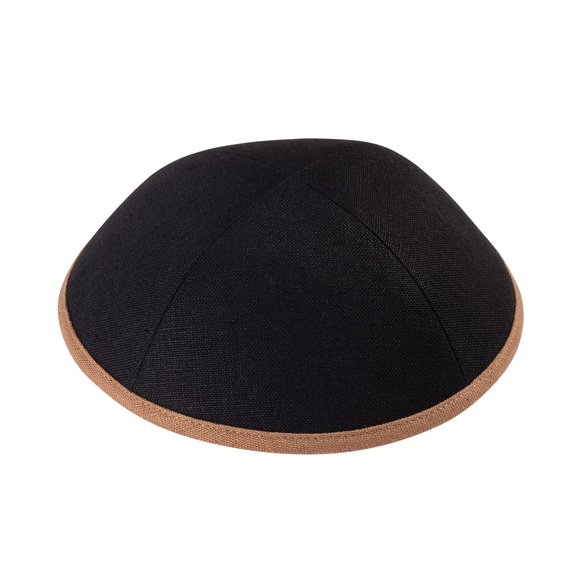 IKIPPAH BLACK LINEN W/ CARAMEL RIM YARMULKE