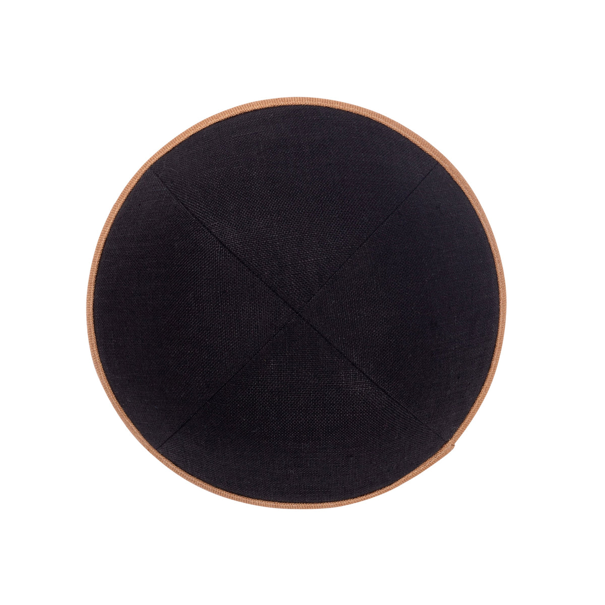 IKIPPAH BLACK LINEN W/ CARAMEL RIM YARMULKE