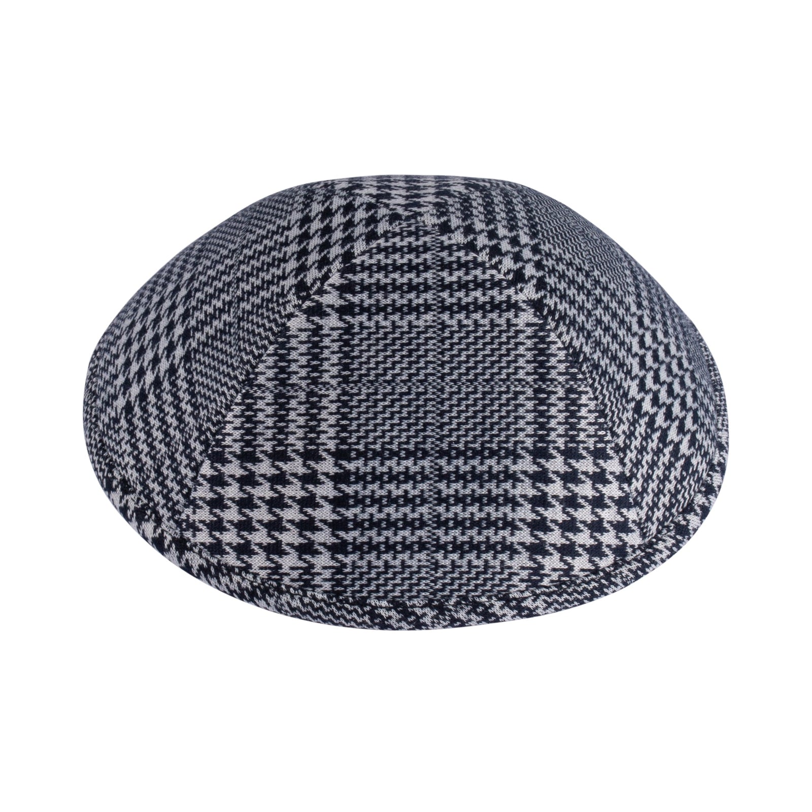 IKIPPAH NAVY & WHITE HOUNDSTOOTH PLAID YARMULKE