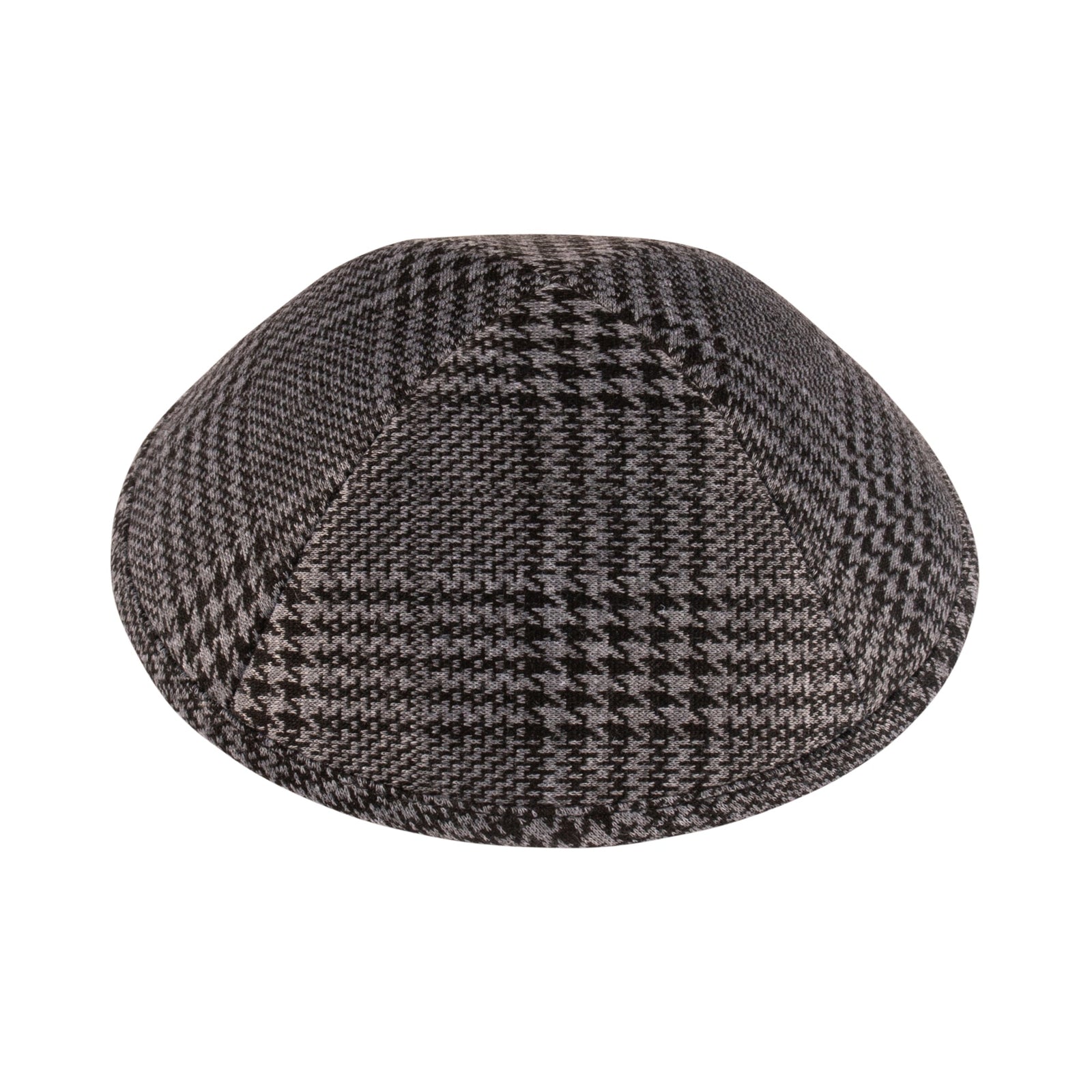 IKIPPAH BLACK & GRAY HOUNDSTOOTH PLAID YARMULKE