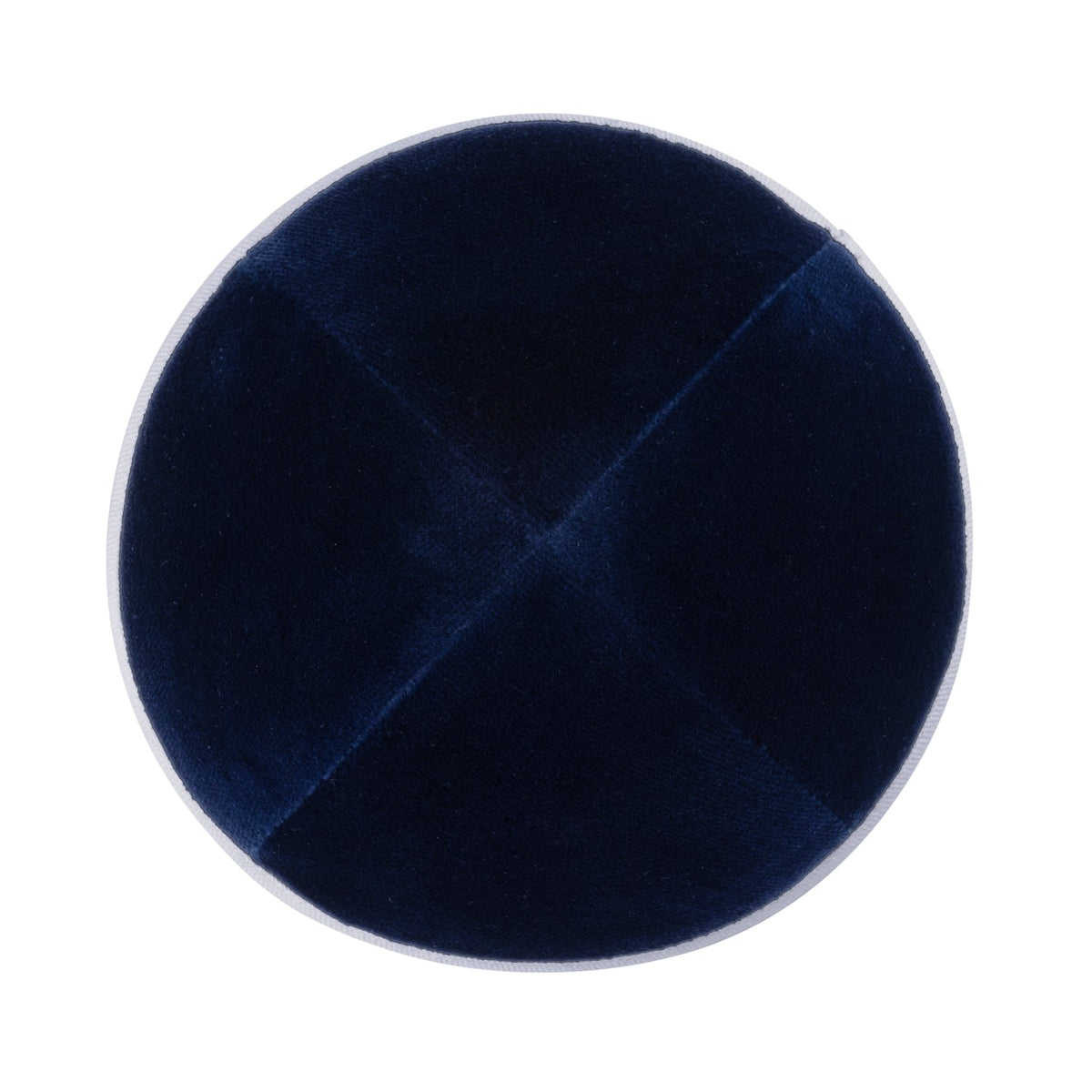 IKIPPAH NAVY VELVET W/ WHITE RIM YARMULKE