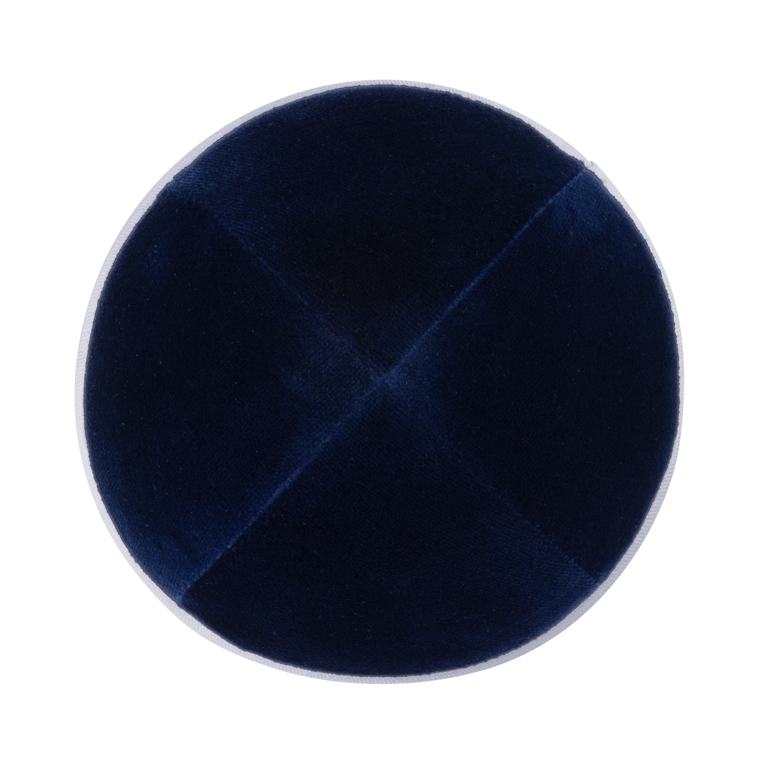 IKIPPAH NAVY VELVET W/ WHITE RIM YARMULKE