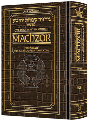 Schottenstein Interlinear Pesach Machzor Pocket Size Alligator Sefard
