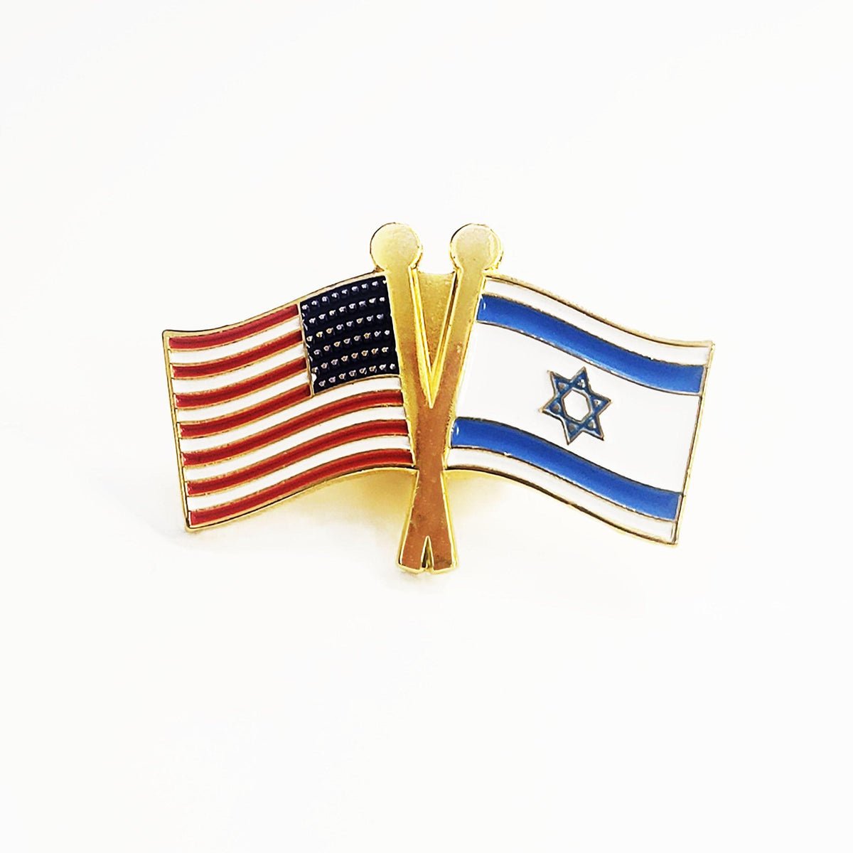 ISRAEL & USA FLAGS PIN, DIE-CAST METAL/ENAMEL, 1.25", POLYBAG