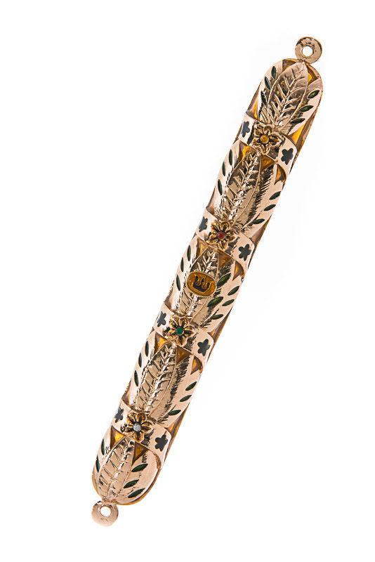 JEWELED COPPER MEZUZAH CASE