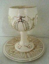 Porcelain Kiddush Goblet with Tray -Jerusalem