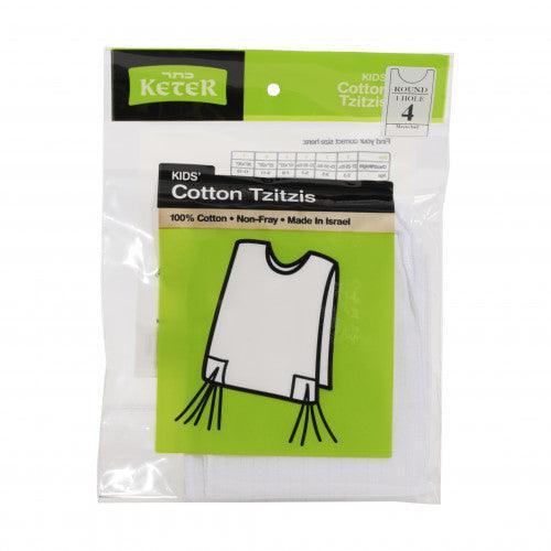 Kids 100% Cotton Tzitzis - Round Neck - 1 Hole