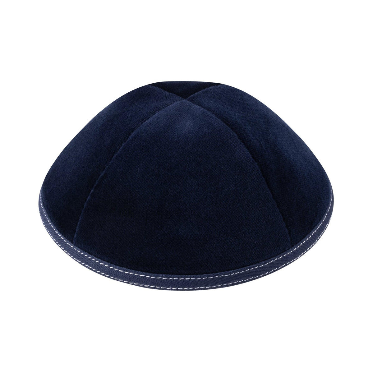 IKIPPAH NAVY VELVET W/ WHITE STITCHING YARMULKE