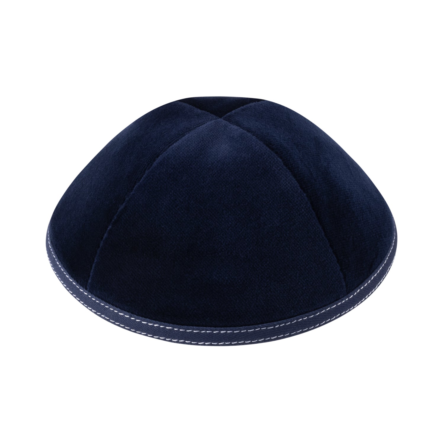 IKIPPAH NAVY VELVET W/ WHITE STITCHING YARMULKE