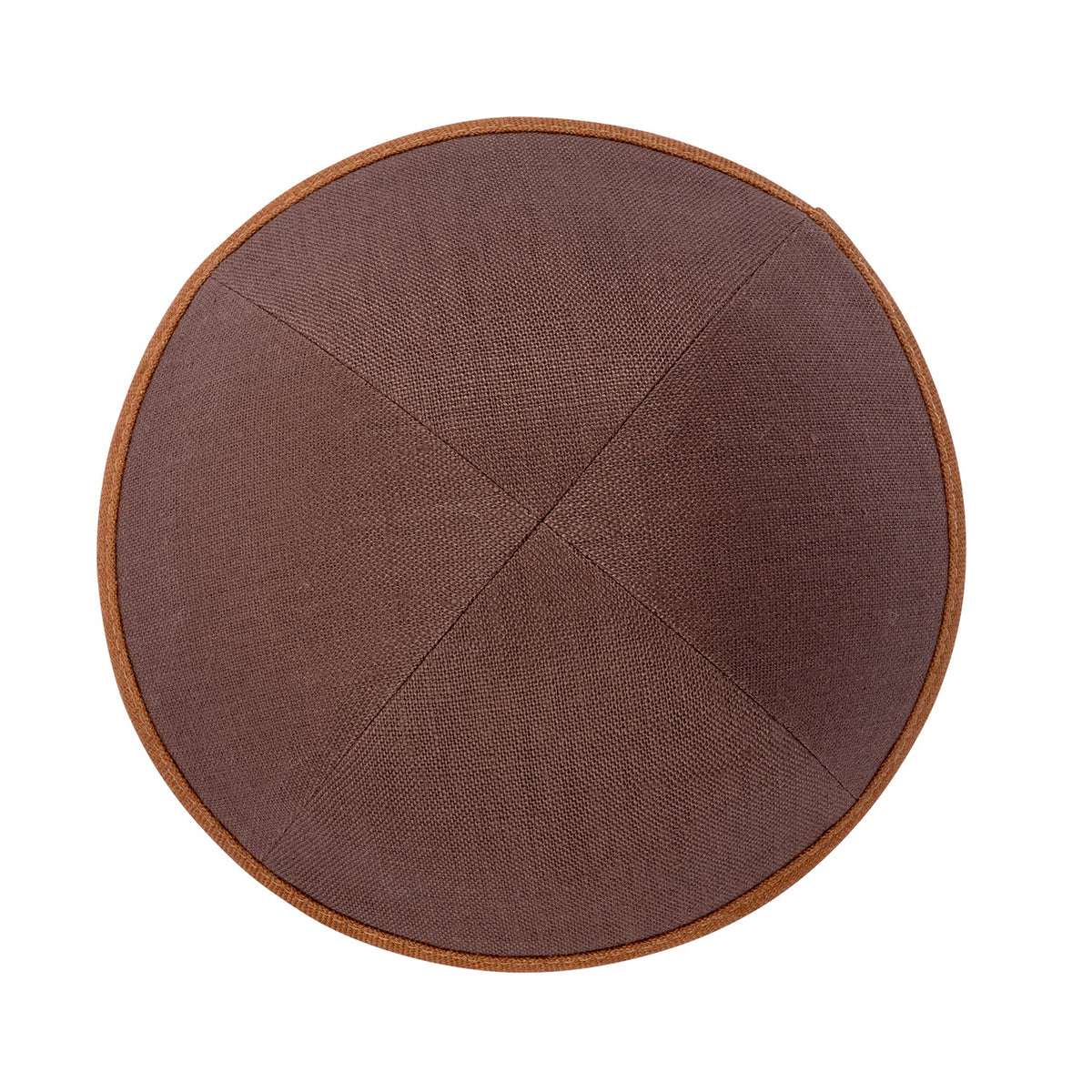 IKIPPAH BROWN LINEN W/ CAMEL RIM YARMULKE