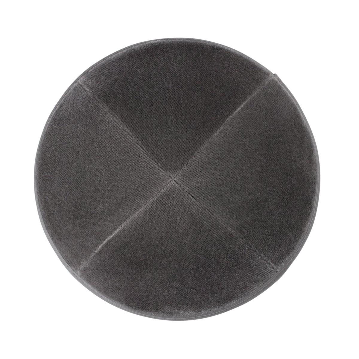 IKIPPAH GRAY VELVET W GRAY LEATHER RIM YARMULKE