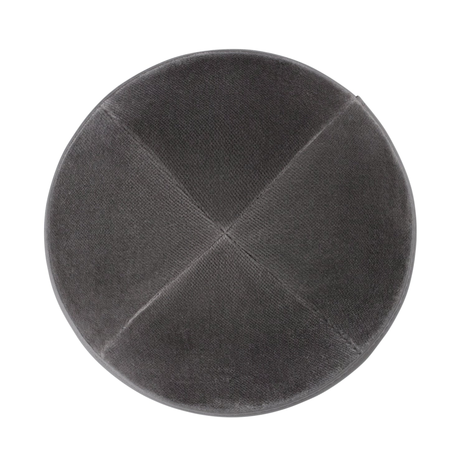 IKIPPAH GRAY VELVET W GRAY LEATHER RIM YARMULKE