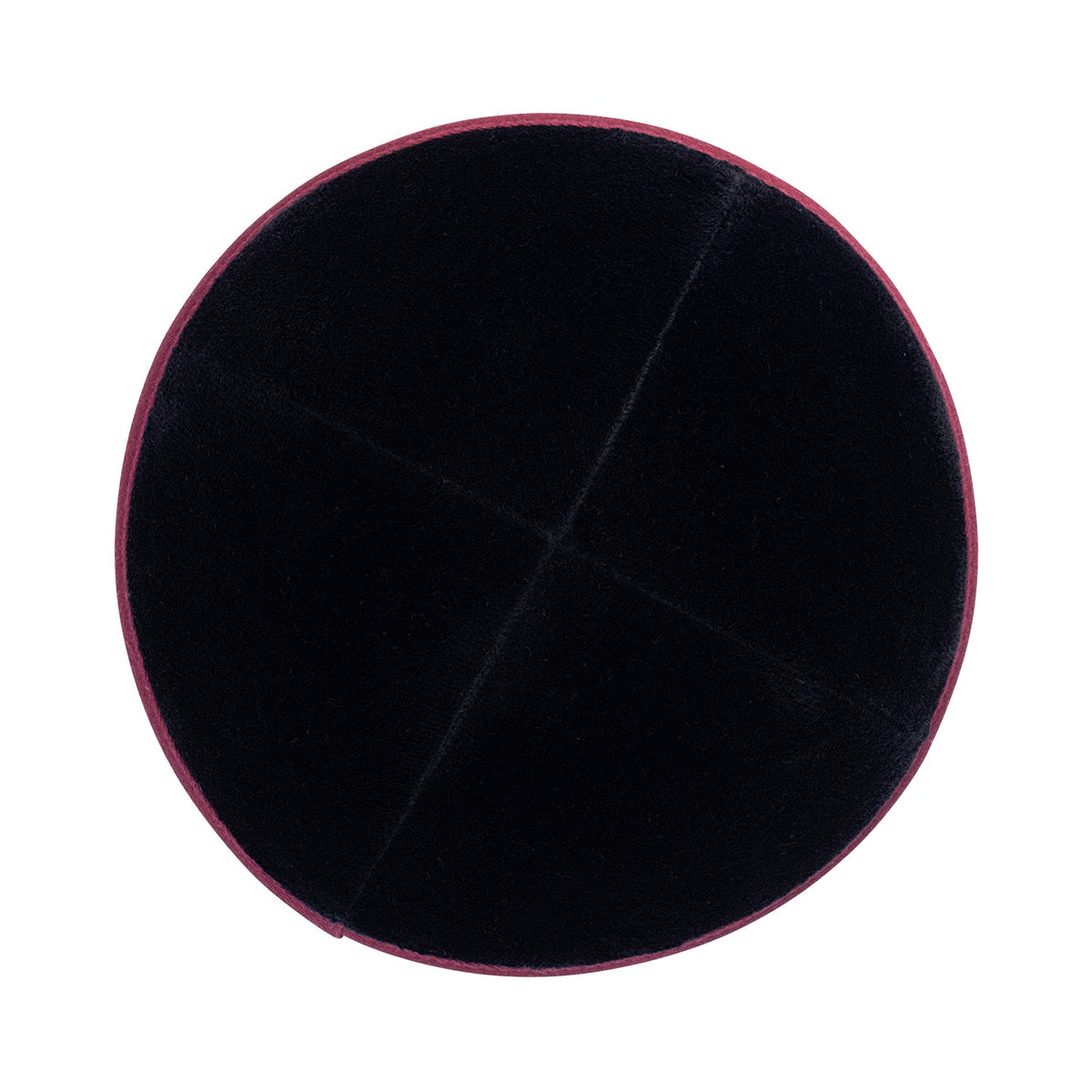 IKIPPAH BLACK VELVET W/ BURGUNDY RIM YARMULKE